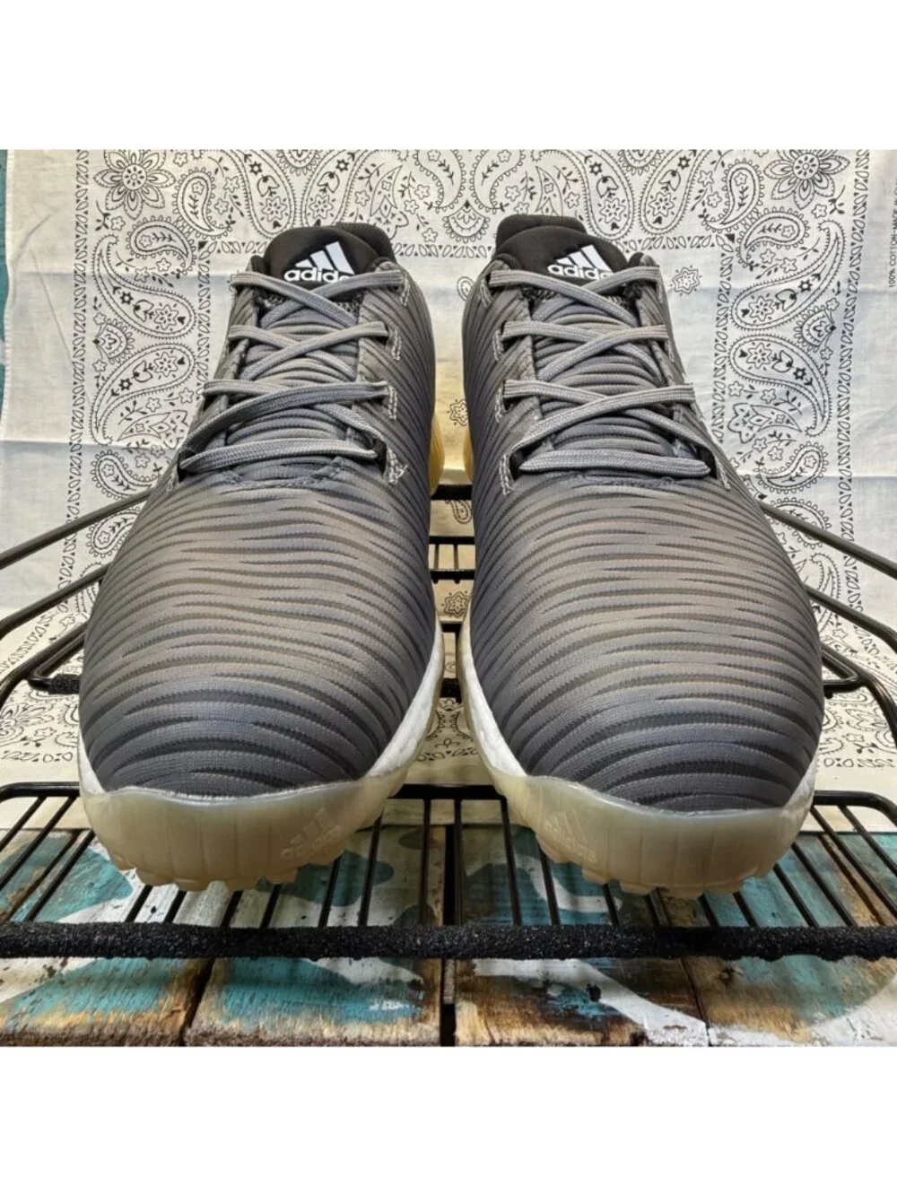 Adidas CodeChaos Spikeless Golf Shoes Men Sz 12 Gray Black Sneakers EE9103 EUC